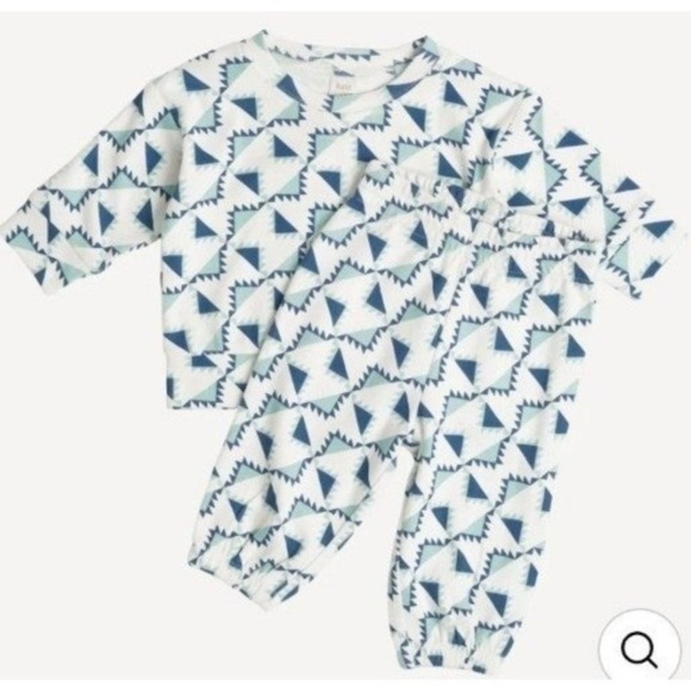 Kate Quinn Blue Picnic Quilt Boxy Tee and Relaxed Jogger Set 6y NEW